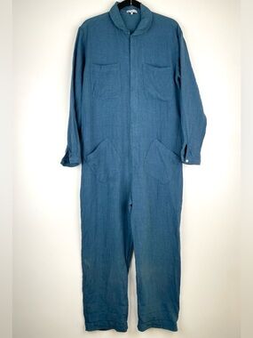 blluemade linen jumpsuit teal, sz M